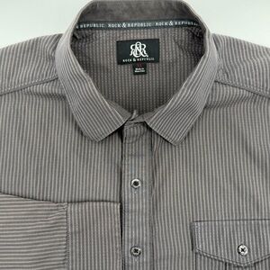 Rock & Republic long Sleeve Dress Men's XL Charcoal Pinstripe Shirt